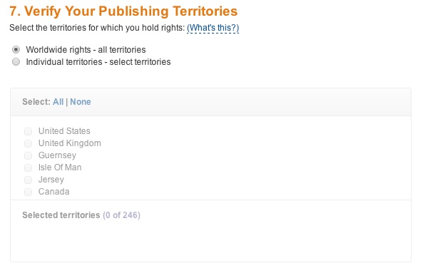 kdp publishing territories